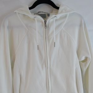 Women's ATHLETA White Full Zip Hooded Jacket MED